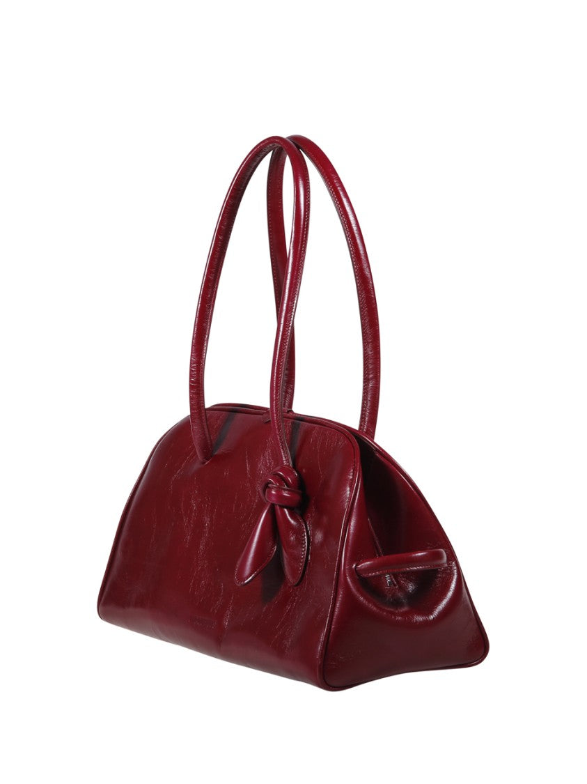 Jacquemus Finish Burgundy Handbag With Knot Detail