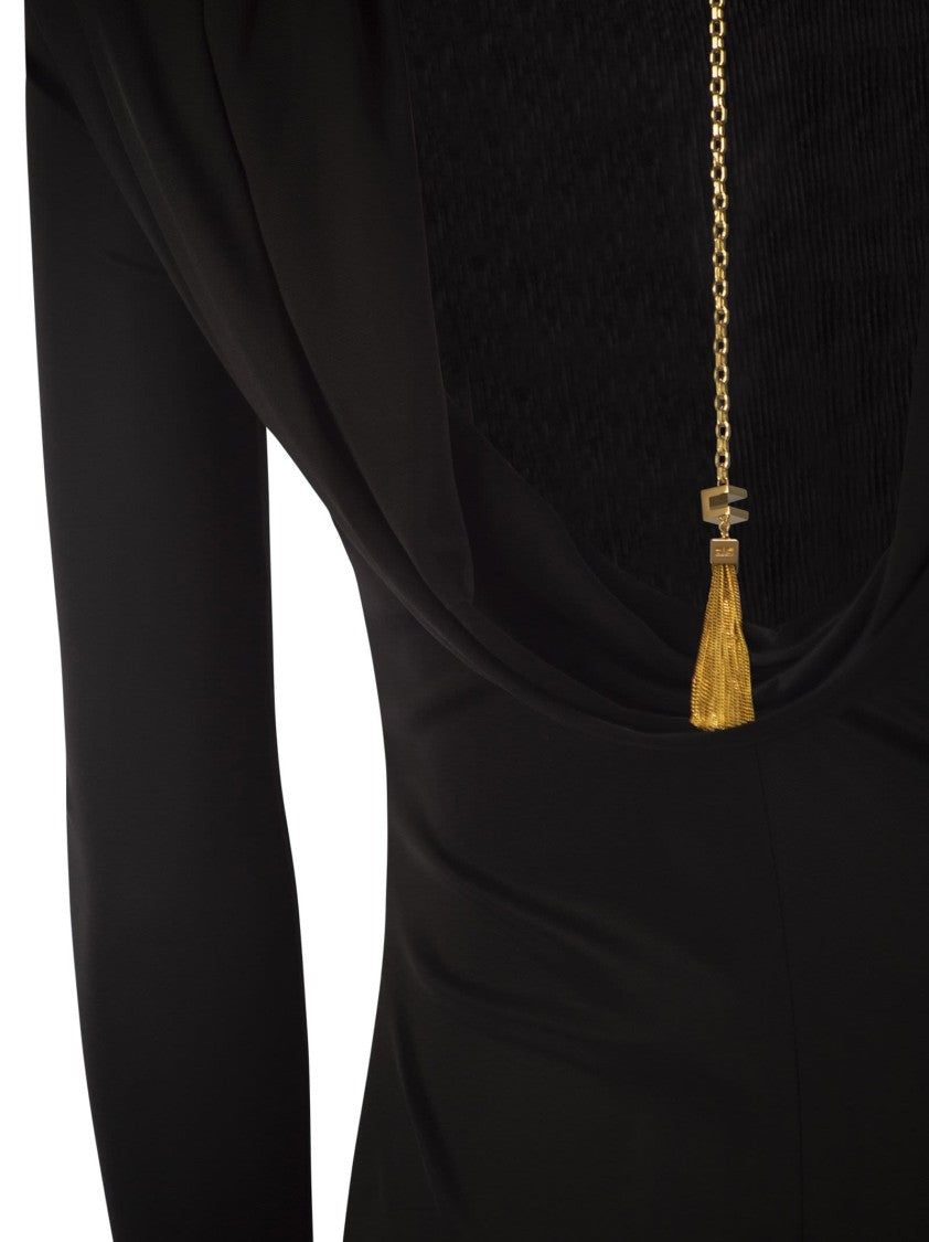 Elisabetta Franchi Red Carpet Dress In Shiny Viscose Jersey
