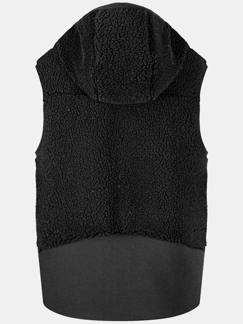Montura Plush Textured Sherpa Vest With Hood And Zipper Closure