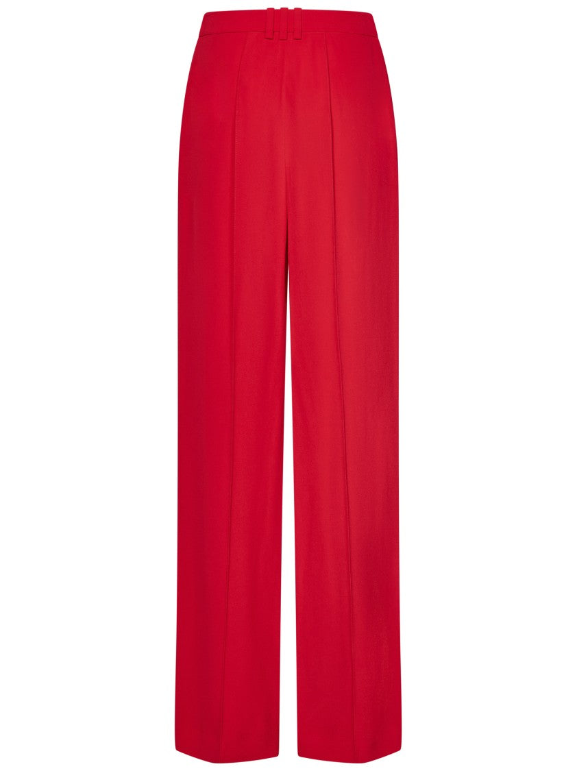 Balmain Straight Red Viscose Crepe Tailored Trousers