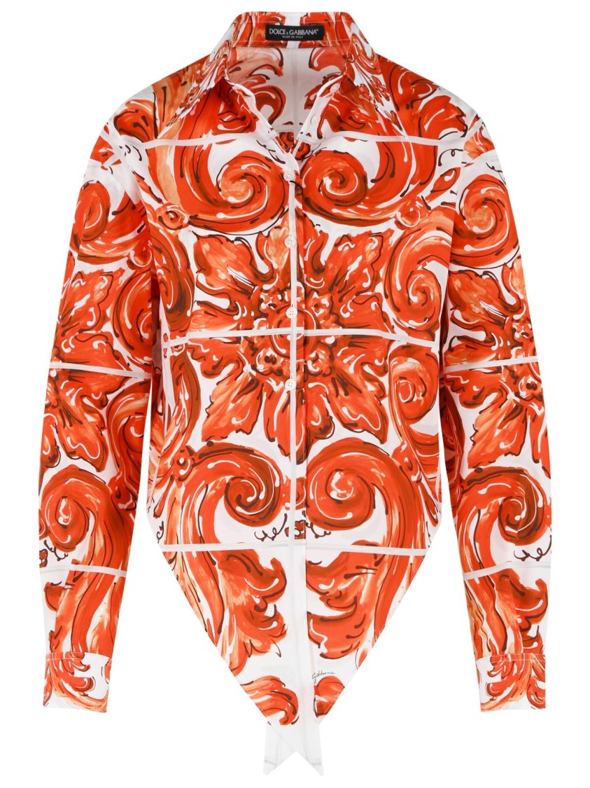 Dolce & Gabbana Majolica Print Cotton Poplin Shirt