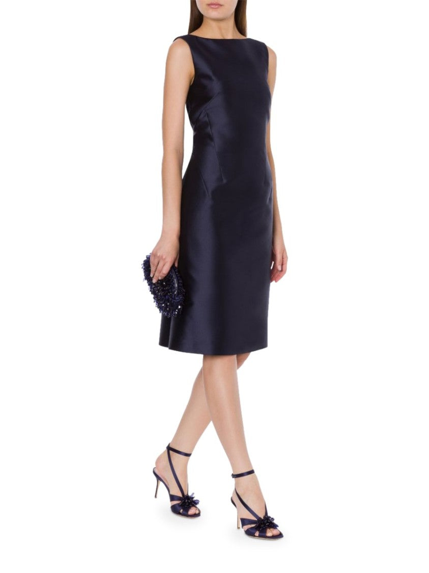 Alberta Ferretti Rich Blue Satin Open Back Midi Dress