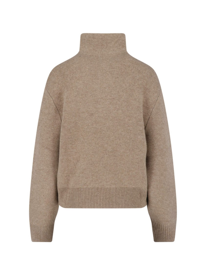Almada Cropped High Collar Almada Sweater With Front Zipper