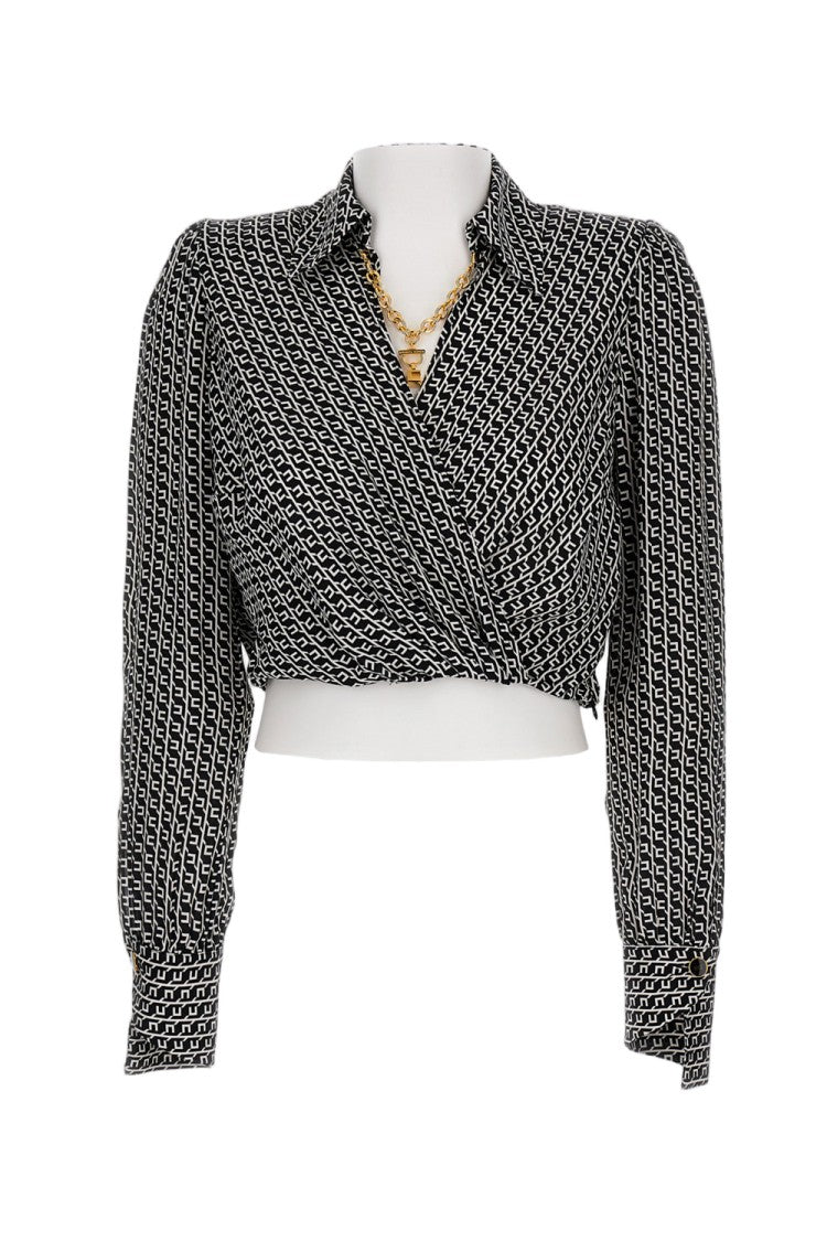 Elisabetta Franchi Cropped Logo Print Shirt