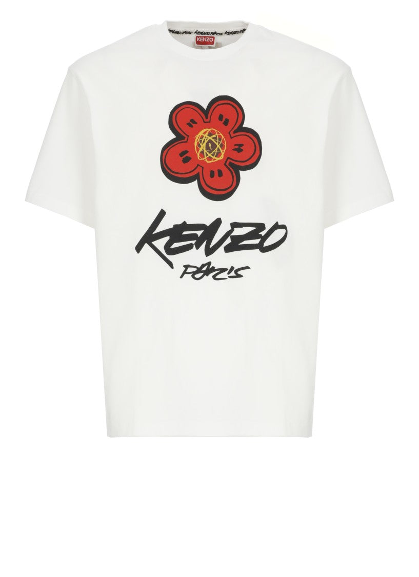 Kenzo Boke Flower Print White Cotton T-Shirt