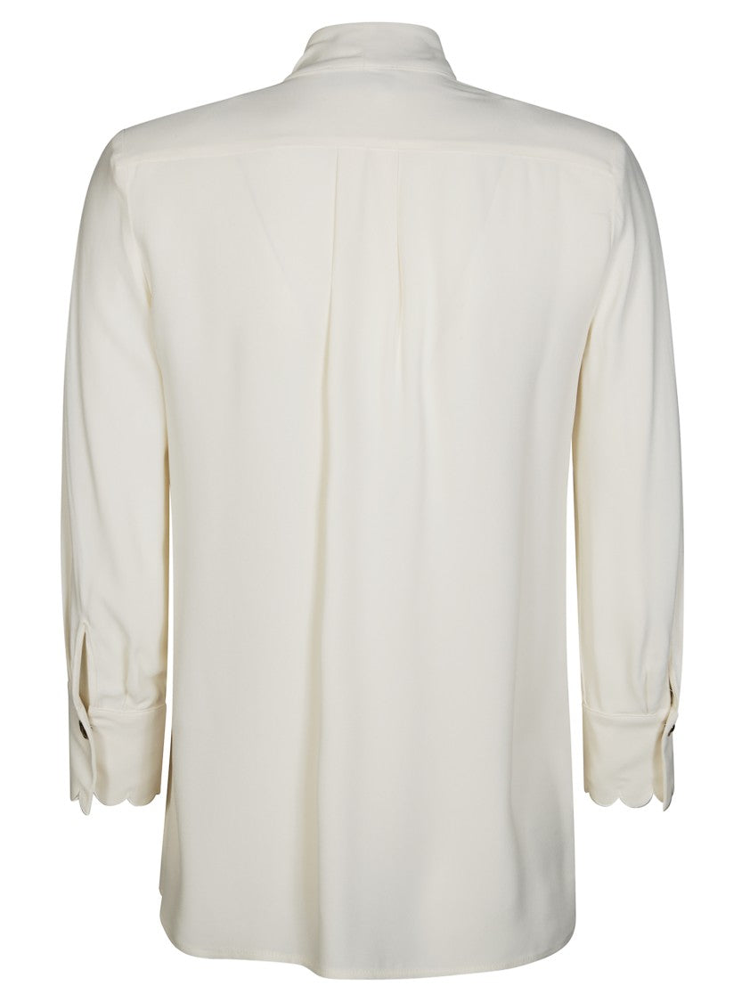 Elisabetta Franchi Creamy White Blouse With Scarf Detail