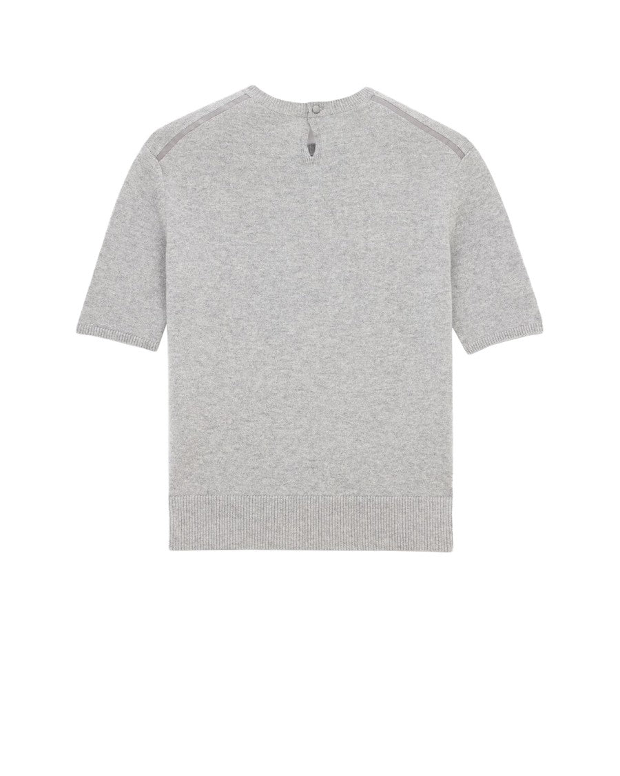 Saint Laurent Short-Sleeved Wool Sweater With Classic Crew Neckline