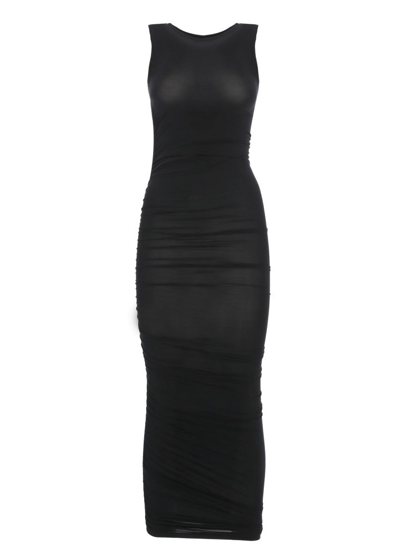 Wolford Midi Dress With Side Drape Details And Round Neckline