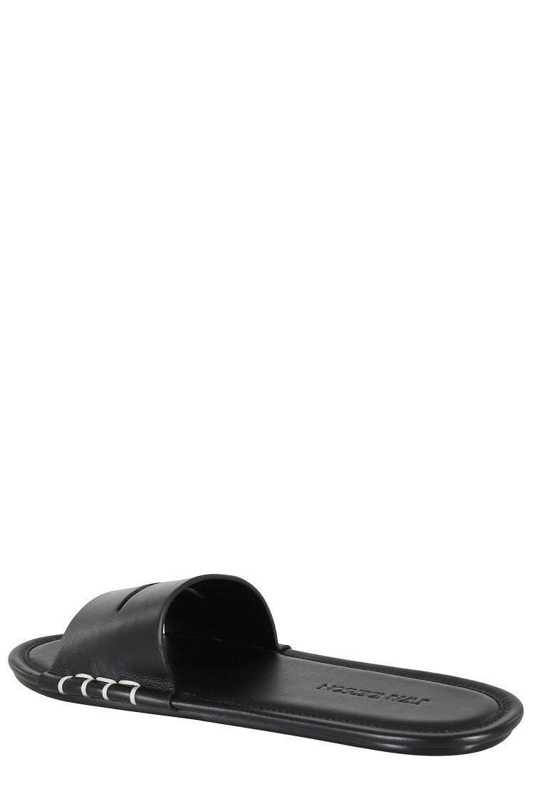 J. W. Anderson Black Slide W Cut-Band Leather Sandals