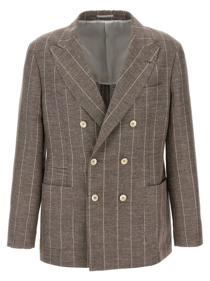 Brunello Cucinelli Pinstriped Deconstructed Blazer
