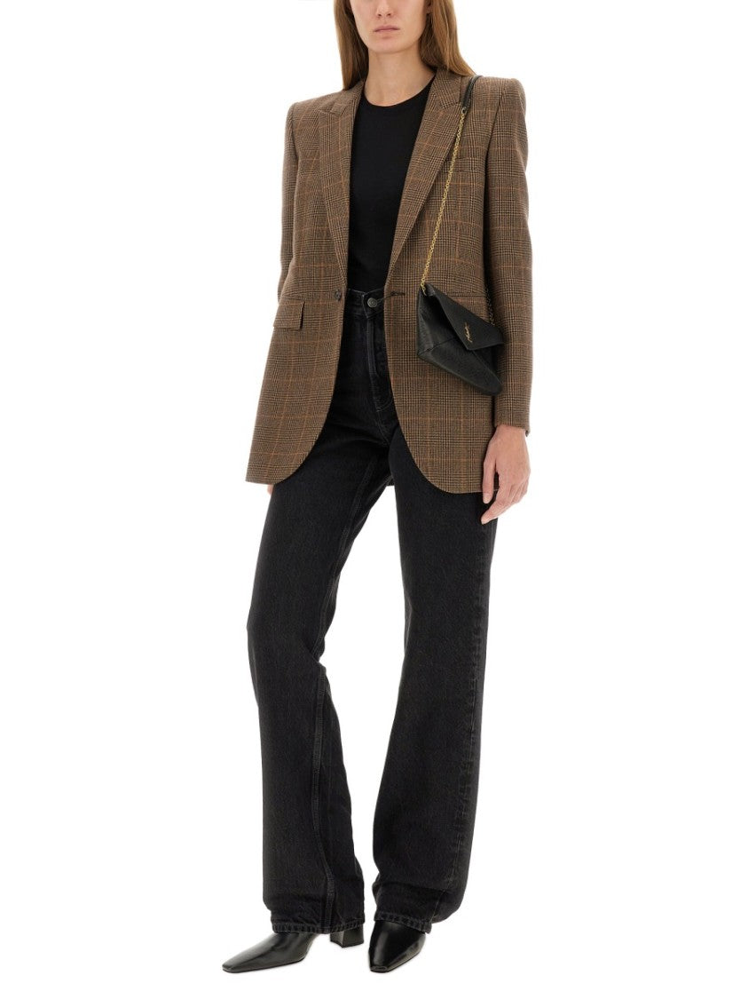 Saint Laurent High-Waist Baggy Jeans With Tonal Stitching