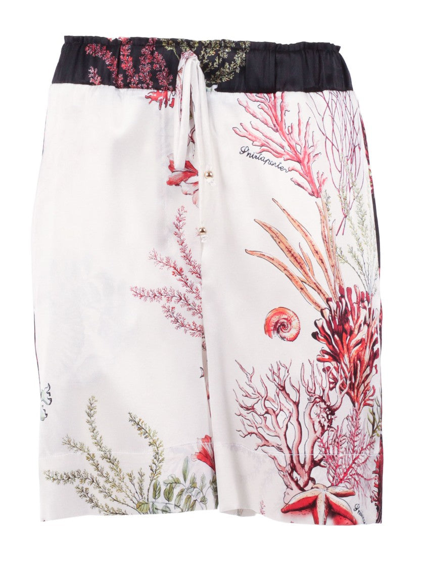 Shirt A Porter Marine Print Silk Contrast Shorts