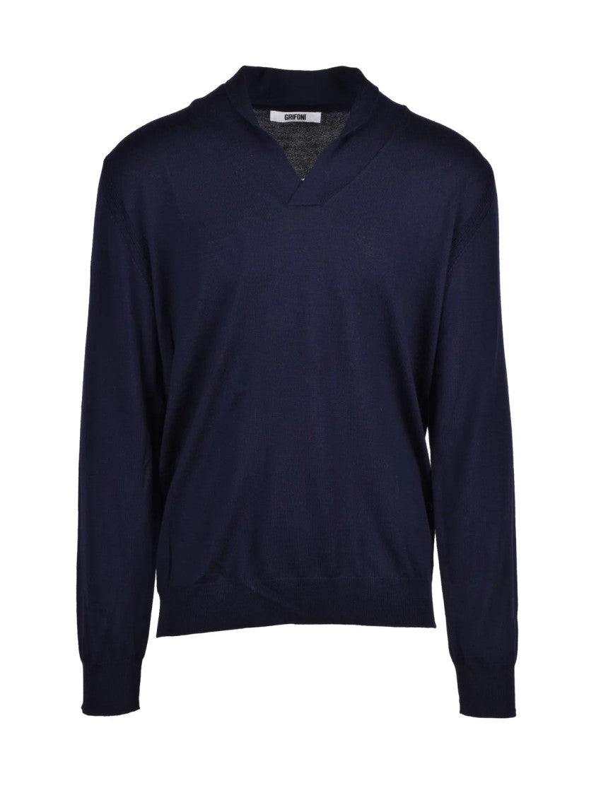 Grifoni Multicolor Virgin Wool V-Neck Pullover