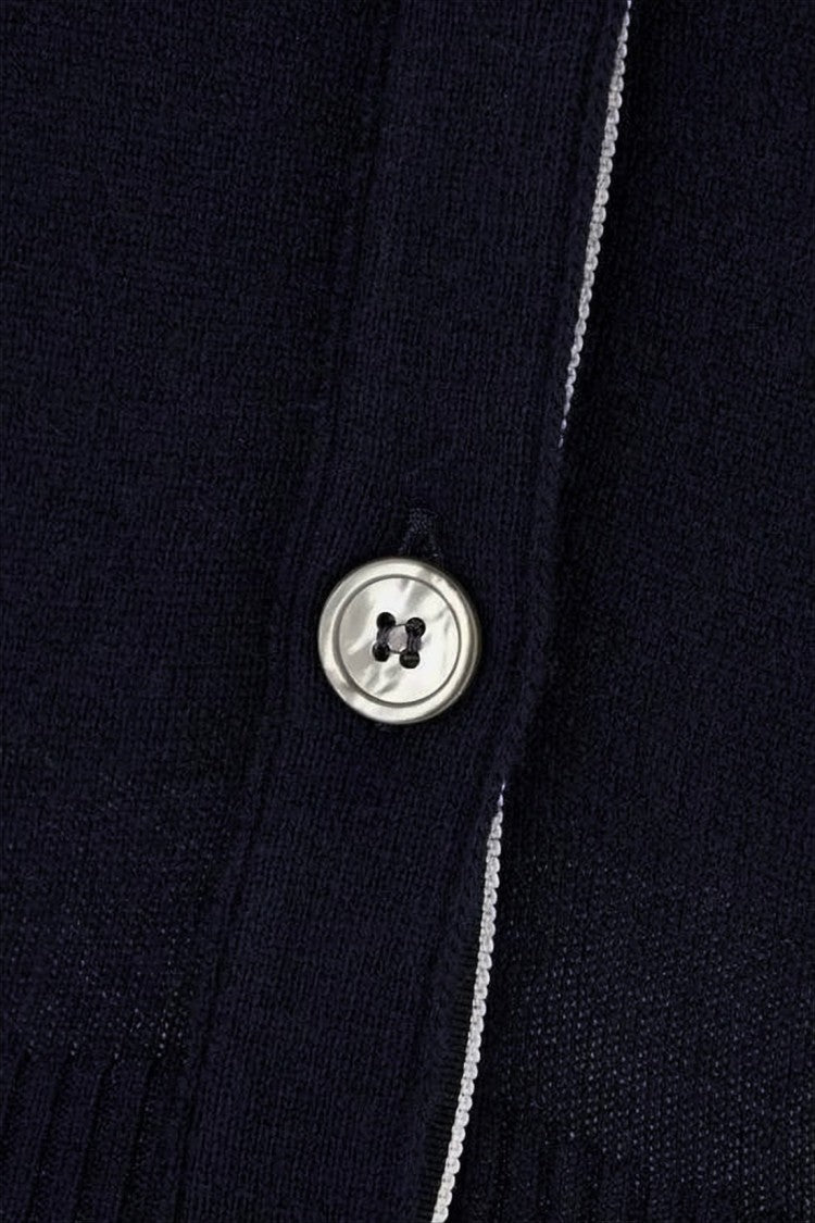 Thom Browne Fitted Cashmere Cardigan With Distinctive Striped Sleeves