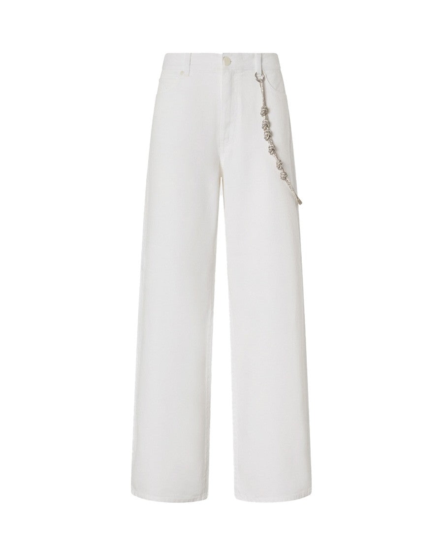 Pinko White Lauryn Cotton Wide-Leg Jeans