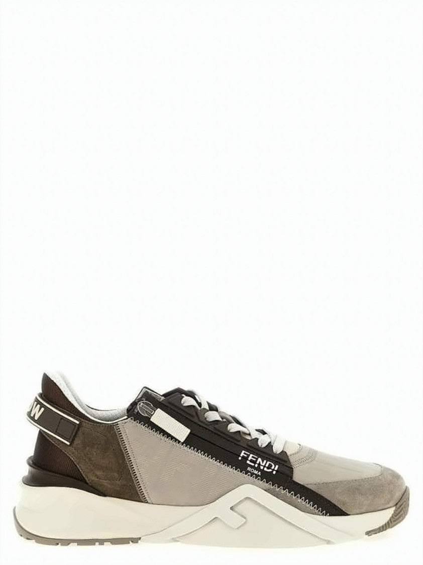 Fendi Fendi Flow Leather Sneakers With Sculpted Sole
