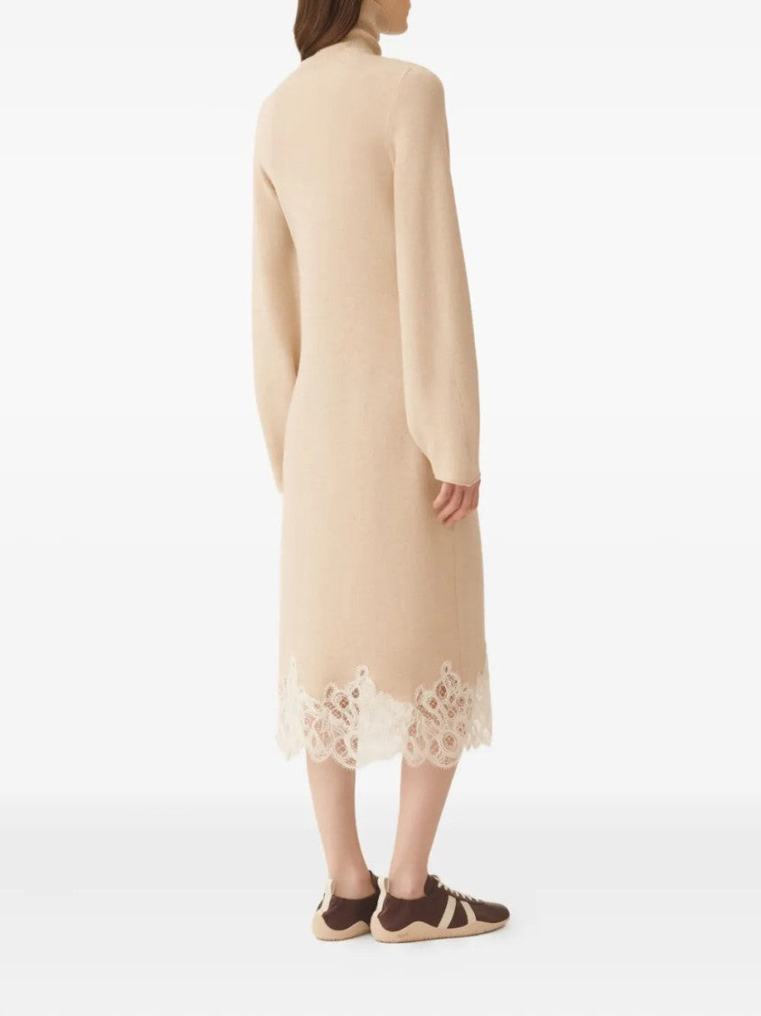 Fabiana Filippi Roll-Neck Lace-Trim Dress