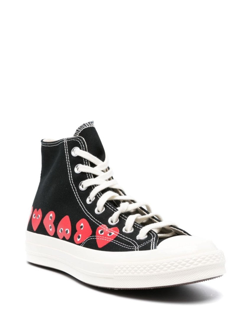Comme Des Garçons High-Top Sneakers With Playful Heart Accents