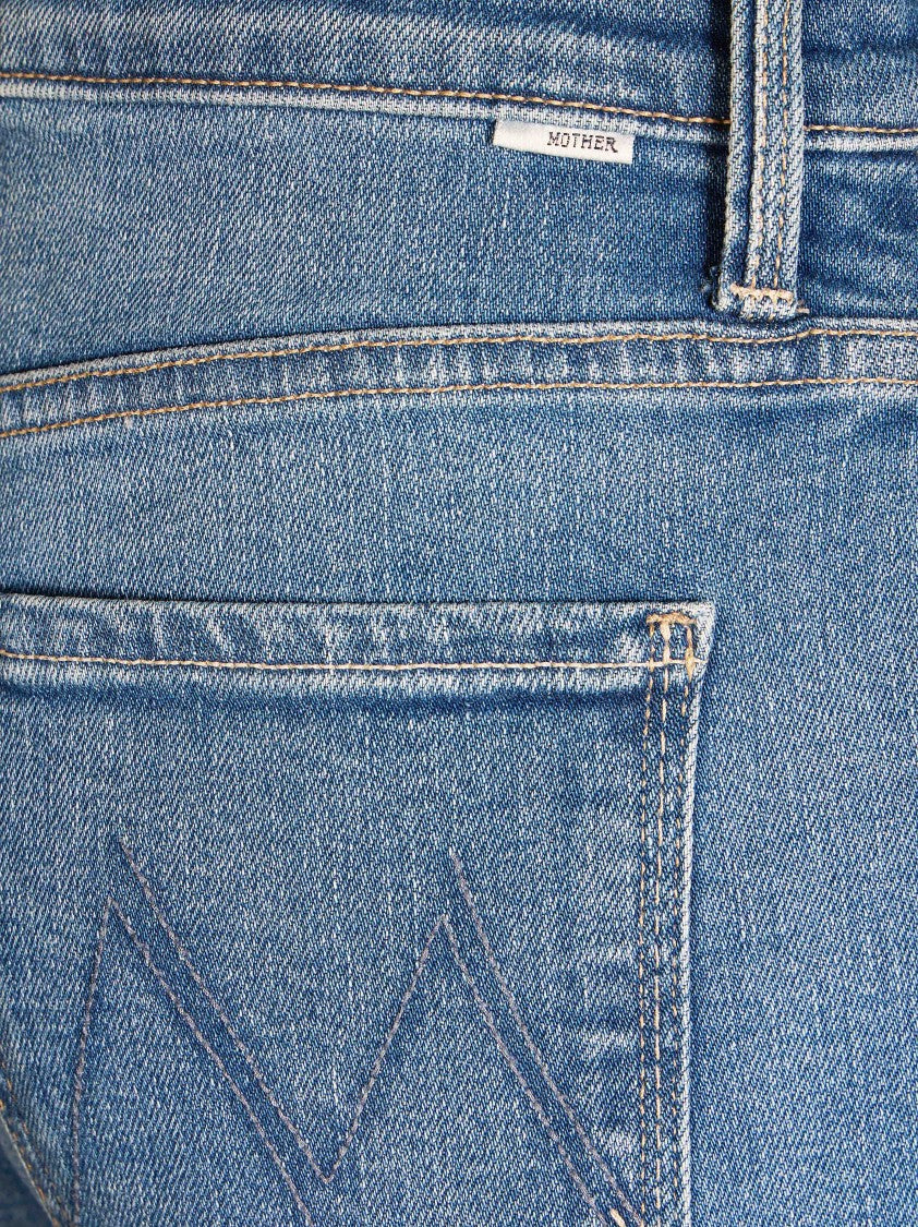 Mother Mid-Blue The Rerun Sneak Straight-Leg Jeans