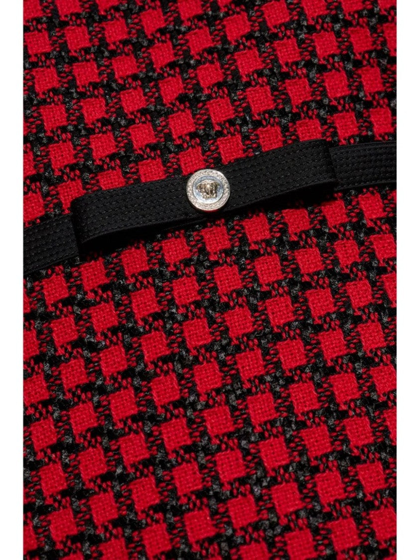 Versace Black And Red Tweed Mini Dress