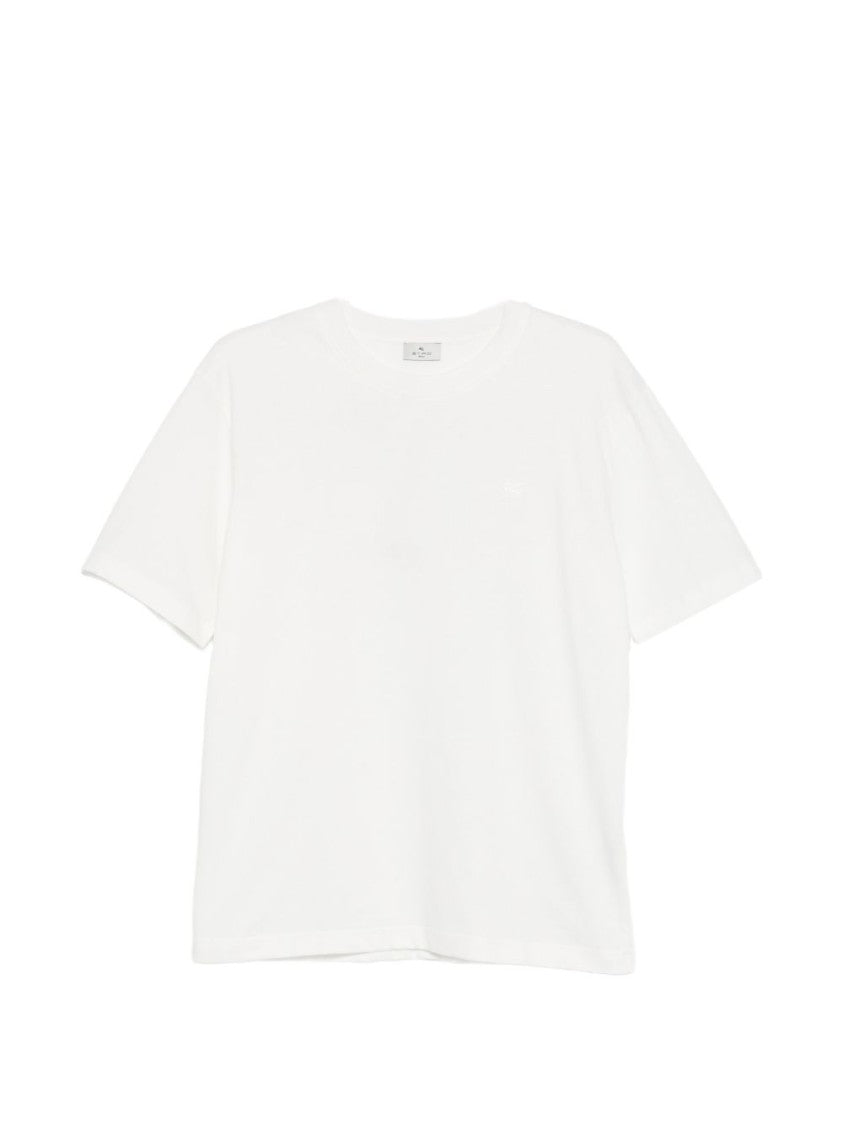 Etro Ribbed Crewneck T-Shirt With Tone-On-Tone Logo