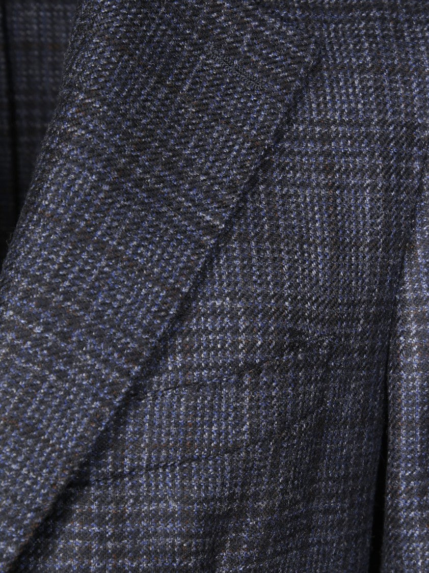 Santaniello Two-Button Blazer With Subtle Checkered Pattern