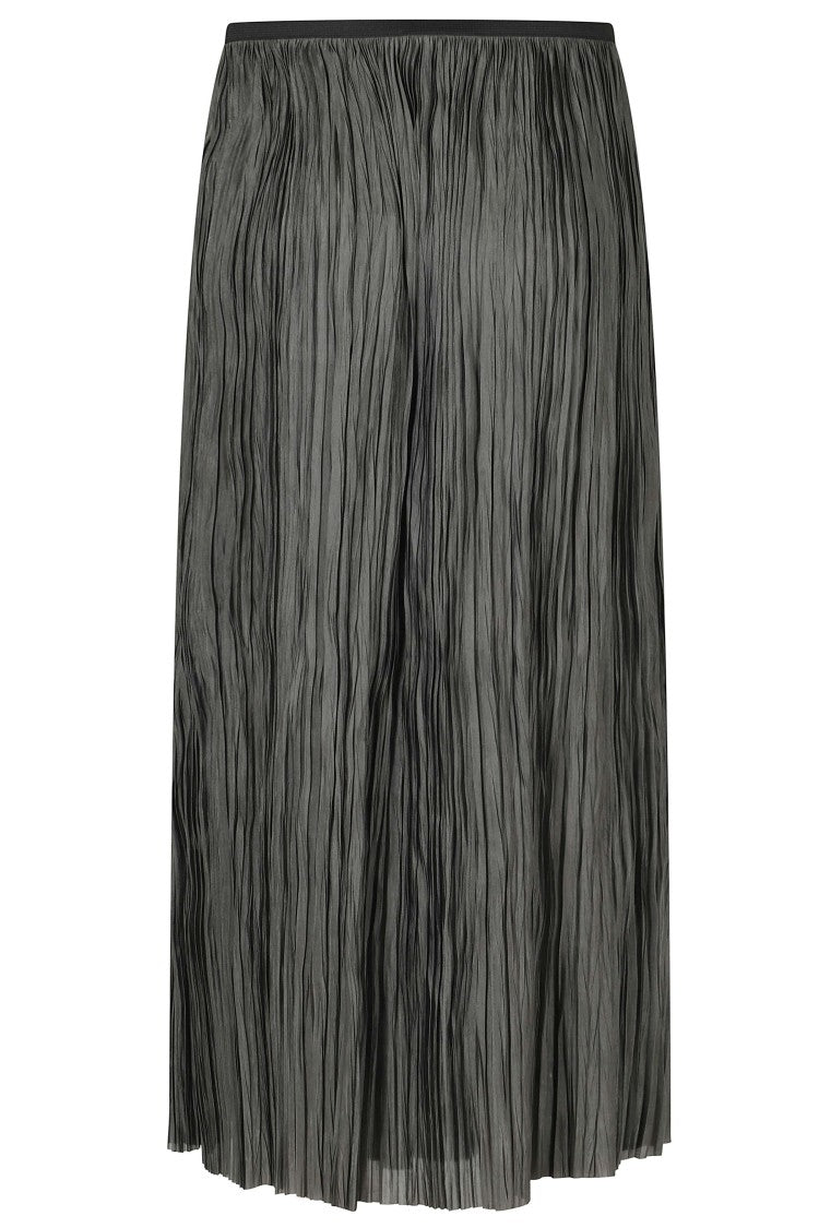 Roberto Collina Green Pleated Midi Skirt With Glossy And Matte Finish