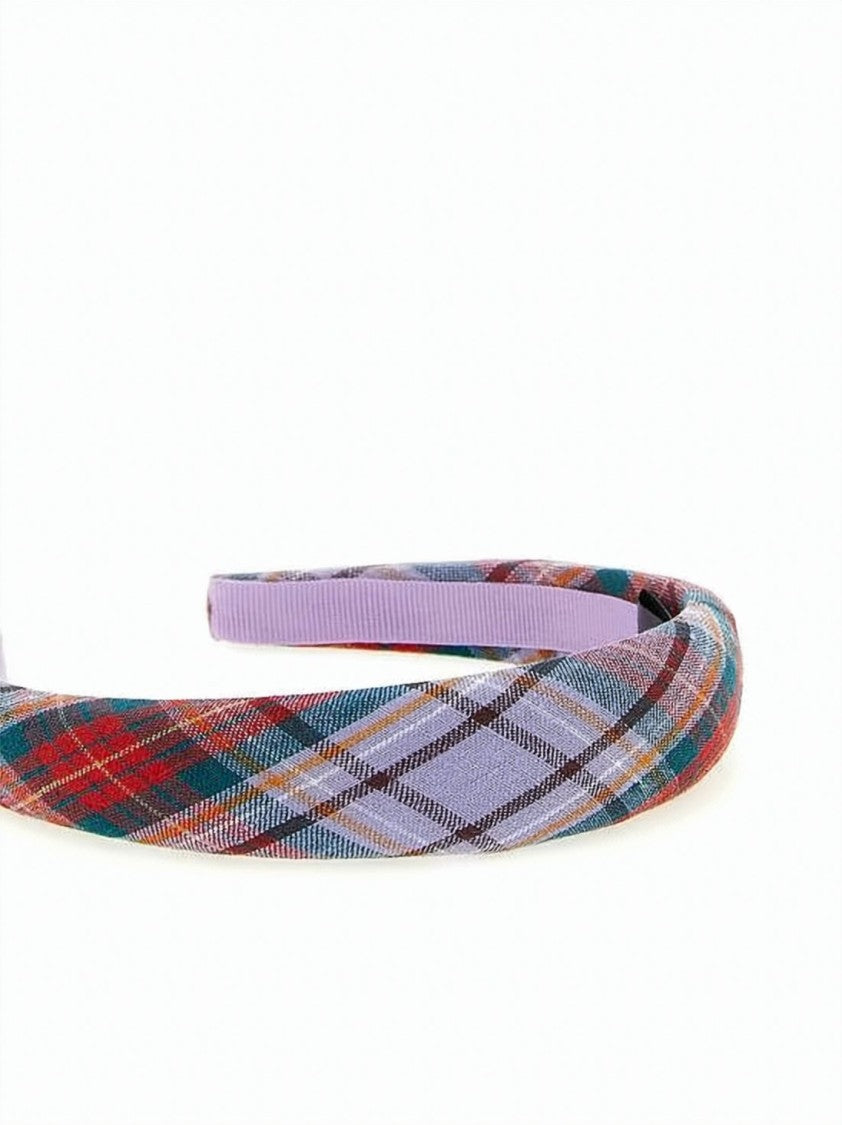 Vivienne Westwood Plaid Linen Headband With Embroidered Emblem