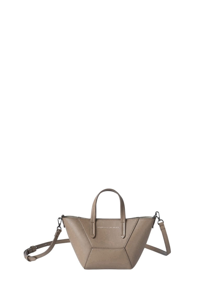 Brunello Cucinelli Dove Gray Monili Leather Shoulder Bag