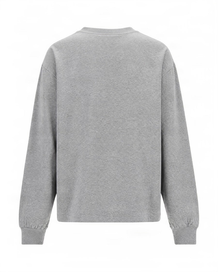Ganni Heather Grey Graphic Print Cotton T-Shirt