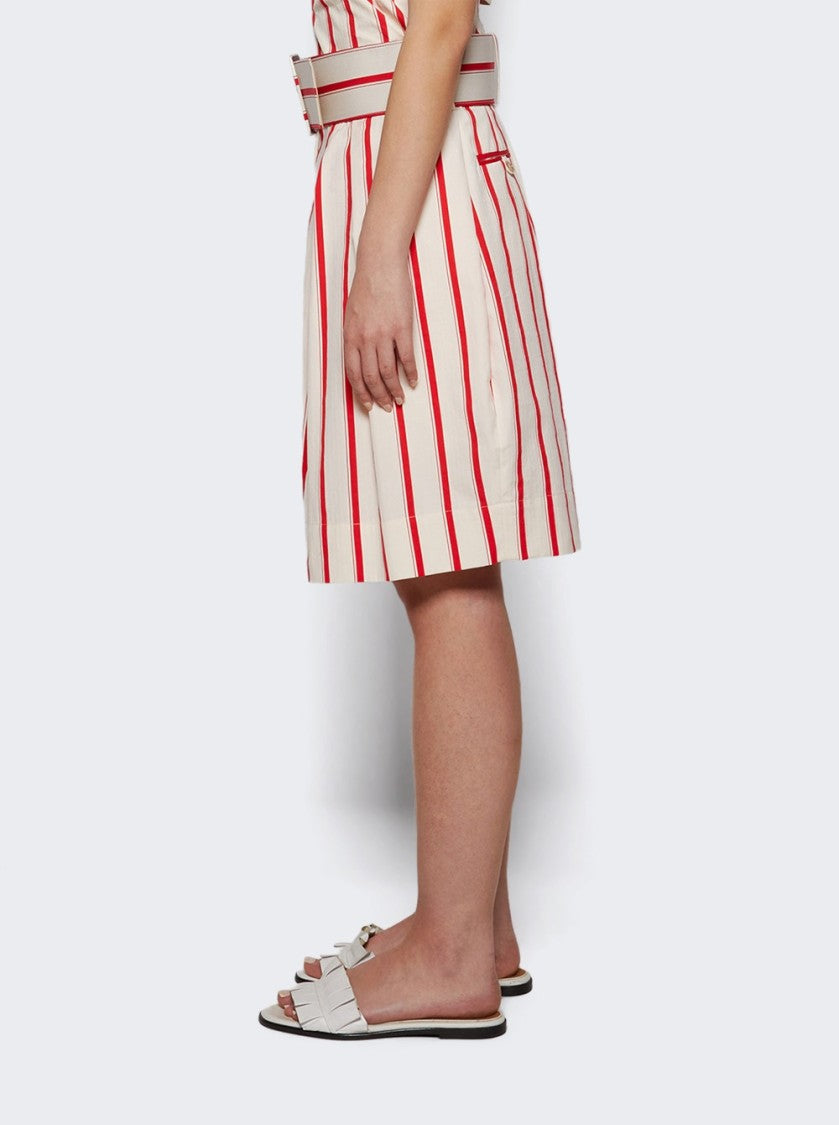 Rosie Assoulin Belted Wide Shorts Red Stripe