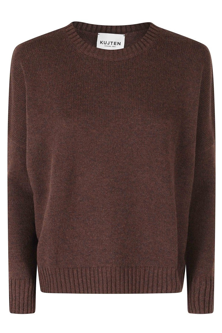 Kujten Romelie Espresso Crewneck Cashmere Sweater