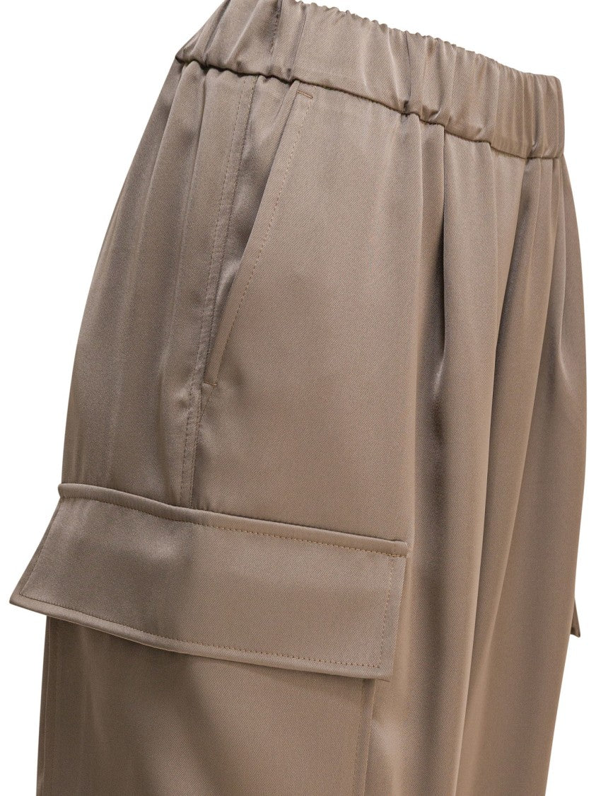 Semper Tapered Beige Cargo Pants With Mid-Rise Waistband