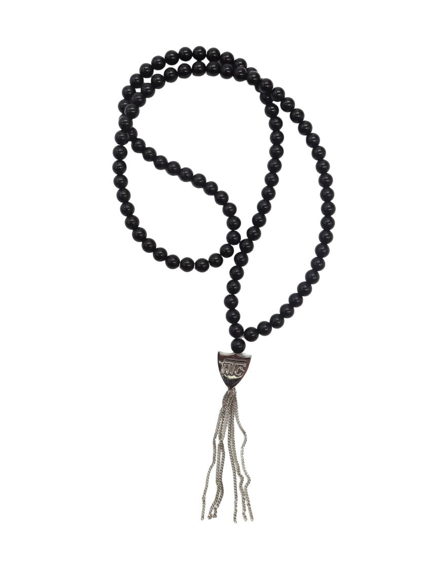 Htc Smooth Black Bead Necklace With Shield Pendant