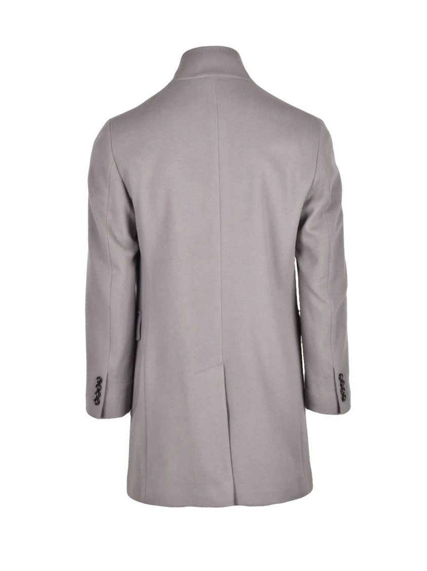 Savese Club Grey Mid-Length Virgin Wool Coat