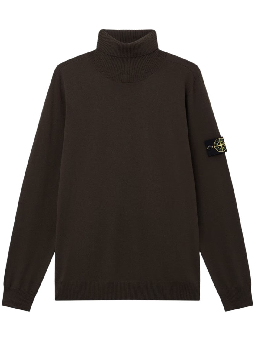 Stone Island T-Neck Ribbed Logo Turtleneck Top