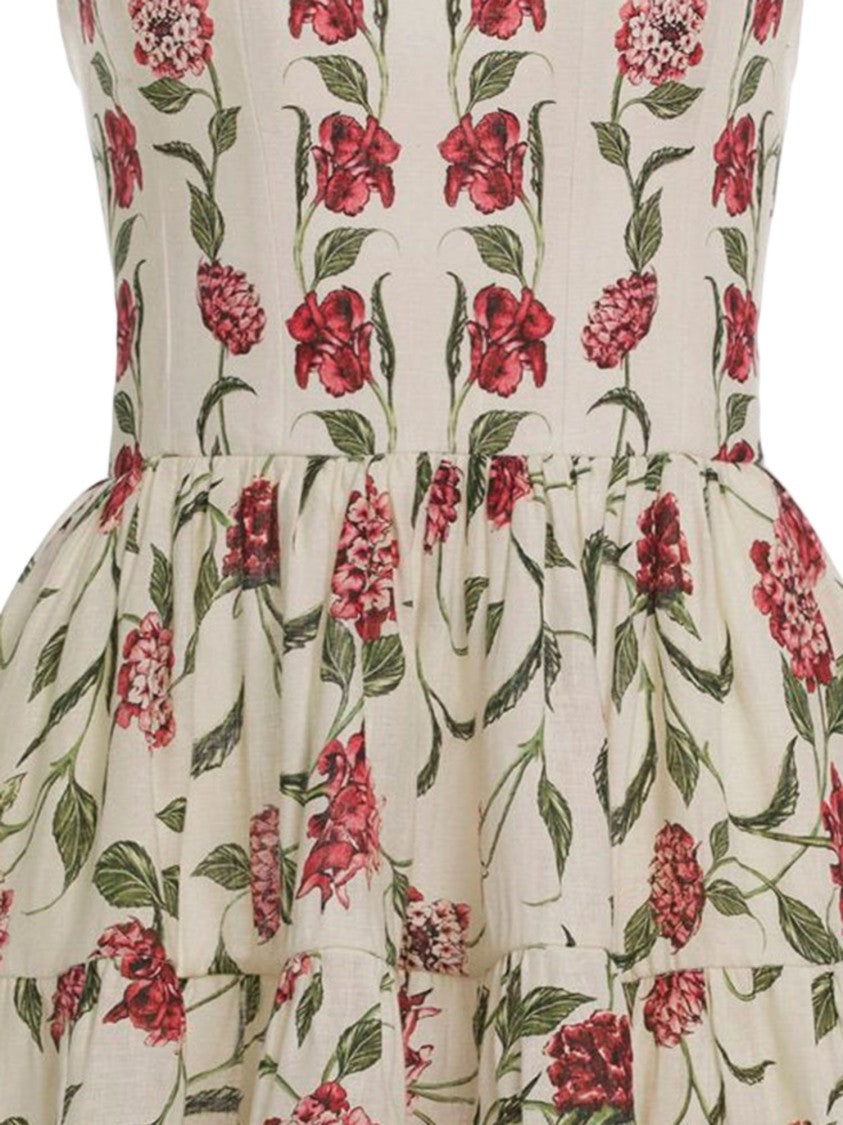 Agua By Agua Bendita Floral Mini Dress In Lightweight Linen