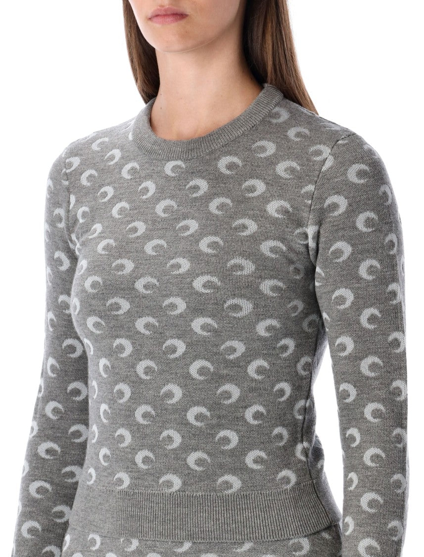 Marine Serre Moon Jacquard Fitted Crewneck Sweater
