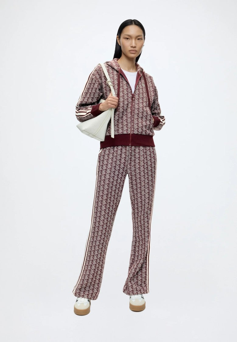 Lacoste Cropped Geometric Pattern Zip Hoodie