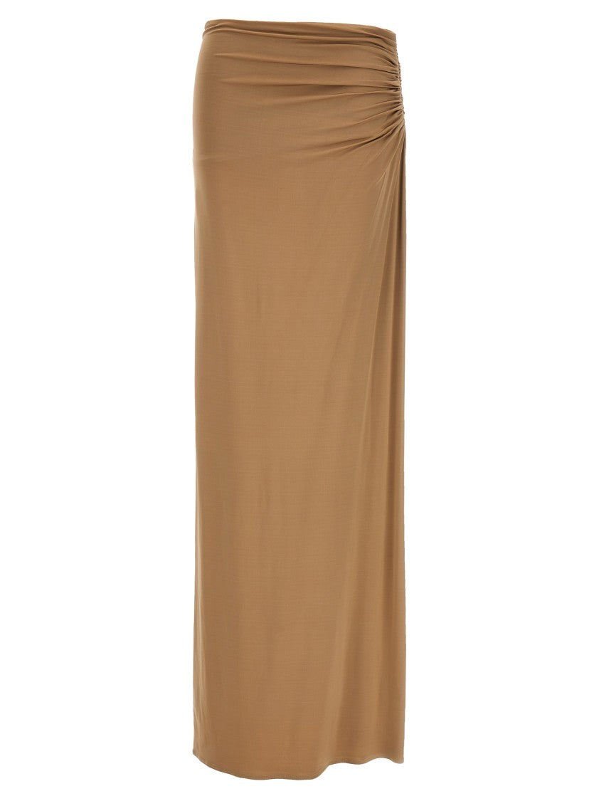 Magda Butrym Long Stretch Viscose Skirt With Side Draping