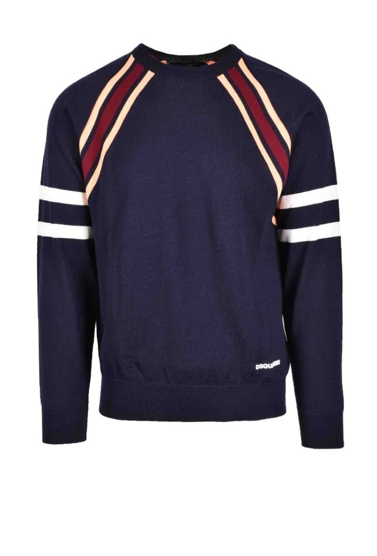 Dsquared2 Virgin Wool Jumper - Blue/Orange