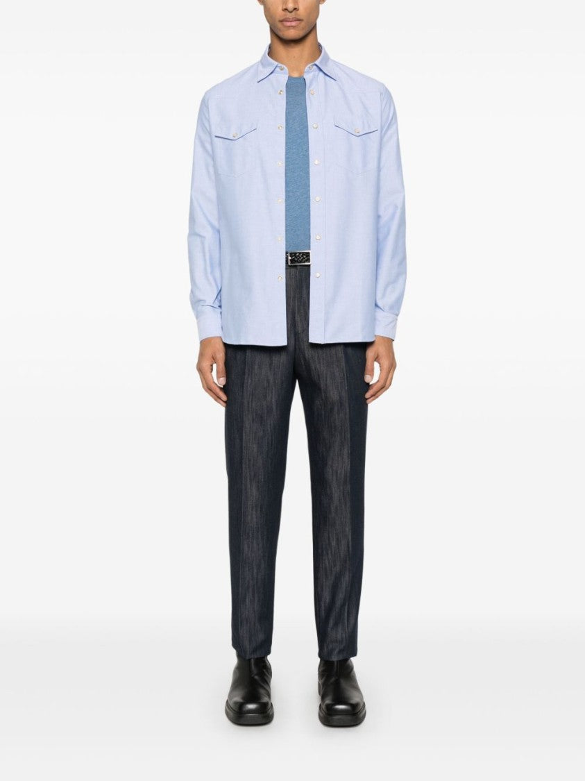 Lardini Refined Clear Blue Button-Down Shirt