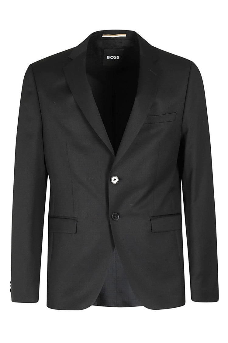 Boss Tailored Black Wool Jacket With Notch Lapel