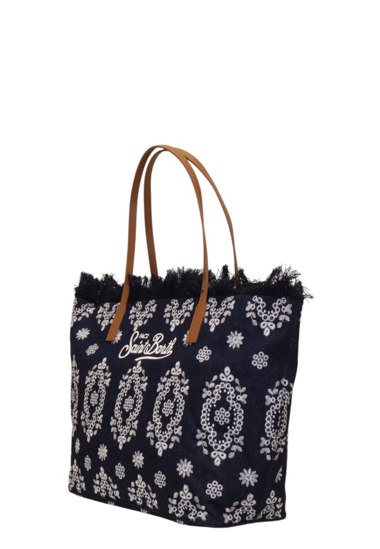 Mc2 Saint Barth Large Tote Bag With Floral Embroidery