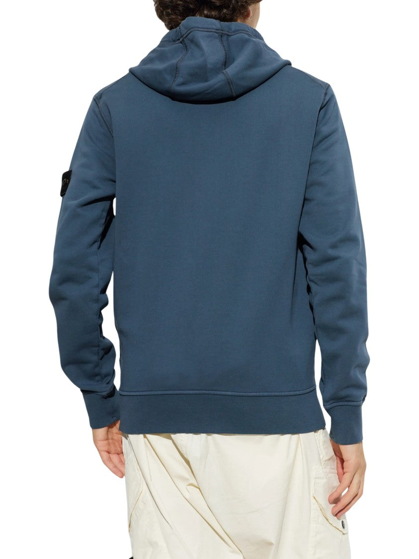 Stone Island Organic Cotton Fleece Hoodie With Drawstring And Pouch Pocket