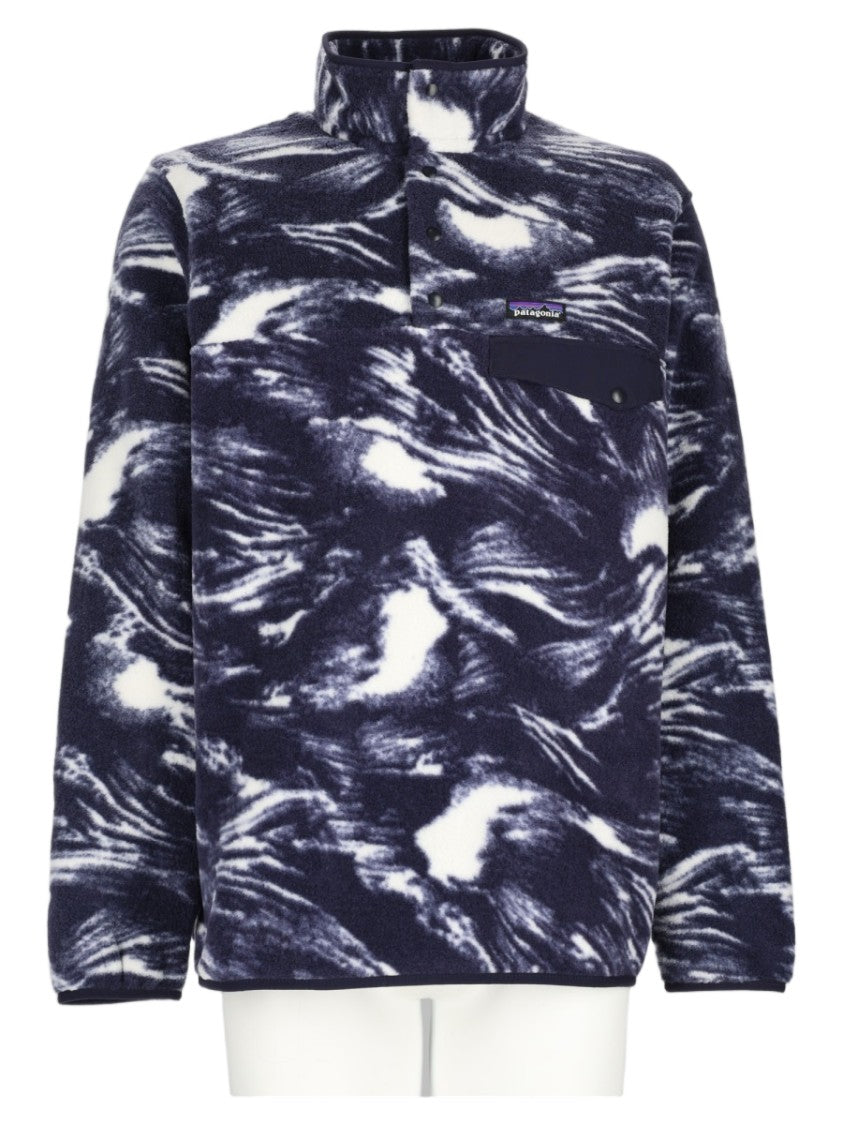 Patagonia Half-Button Placket Sweater With Marbled Abstract Design
