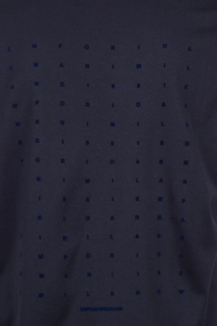 Emporio Armani Blue Perforated Cotton T-Shirt