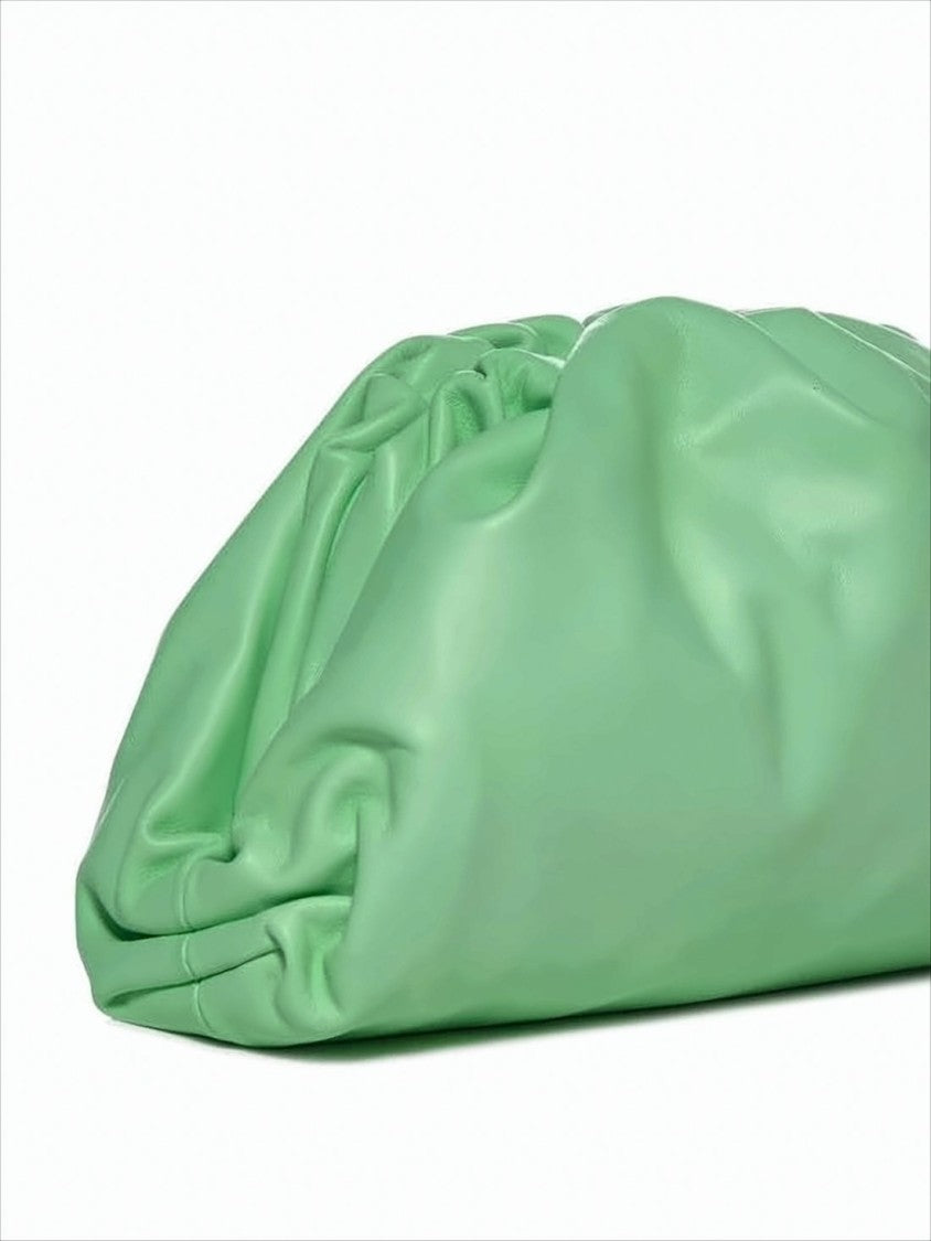 Bottega Veneta Smooth Leather Ruched Clutch With Spacious Interior