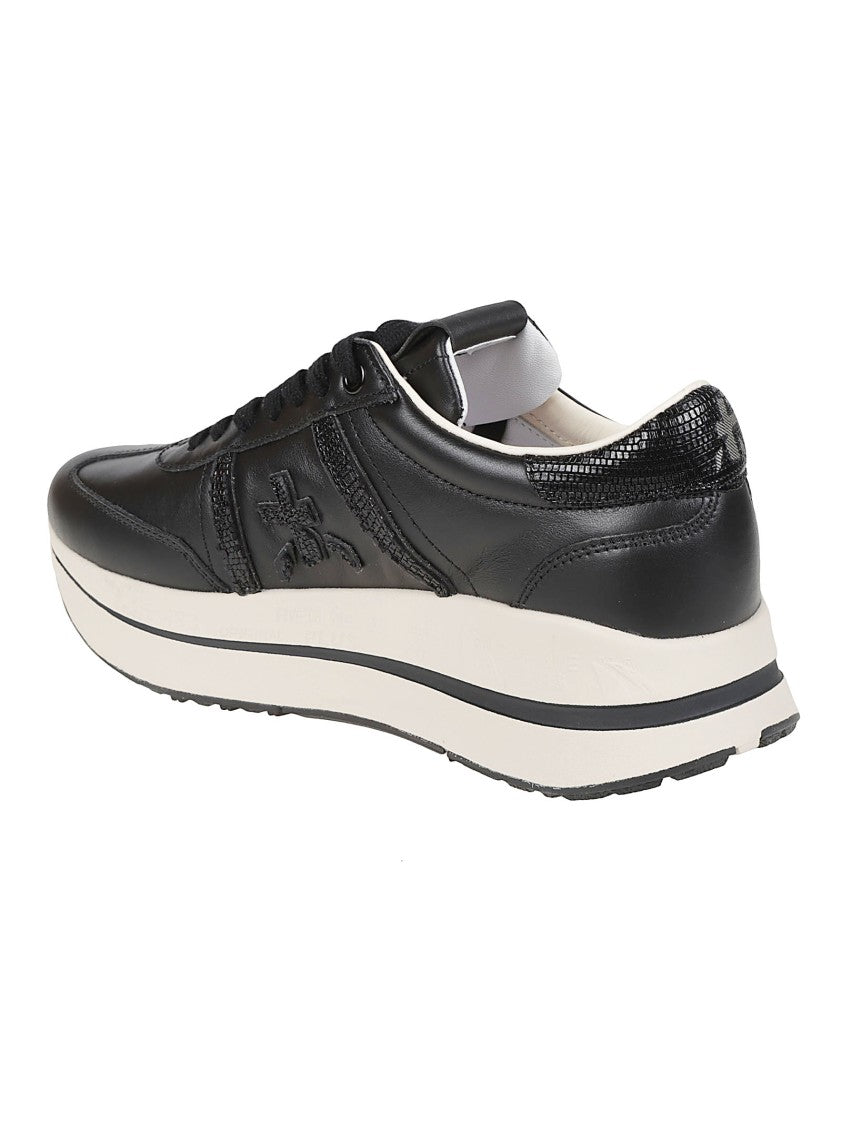 Premiata Black Bethcoin Textured Calf Leather Sneakers