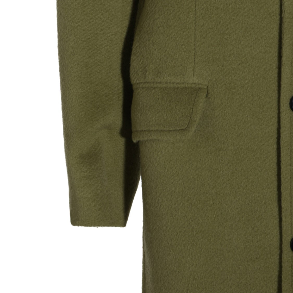 Marni Tailored Long-Silhouette Olive Green Coat With Structured Lapel